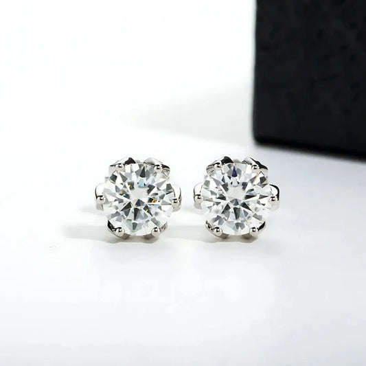 Brinco Flor de Lotus em Cristal de Moissanite