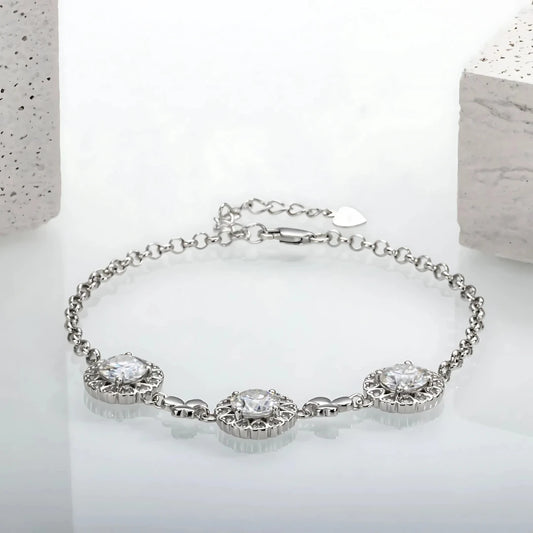 Bracelete Laços do Coração em Cristal de Moissanite