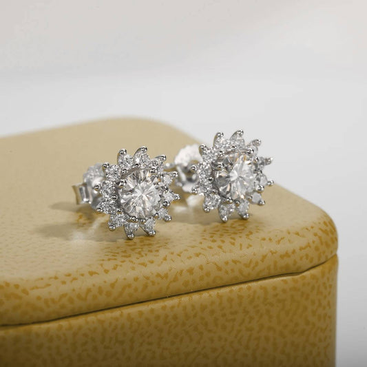 Brinco Girassol em Cristal de Moissanite