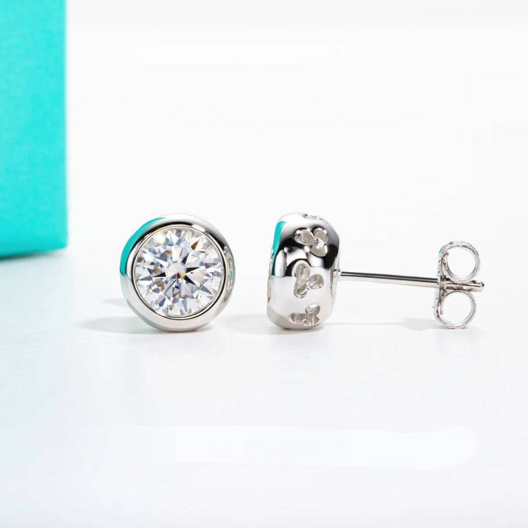 Conjunto Colar e Brinco Centro Celeste em Cristal de Moissanite