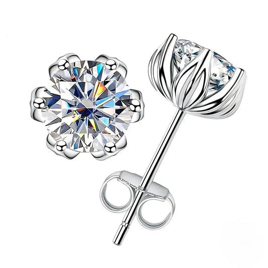 Brinco Flor de Lotus em Cristal de Moissanite