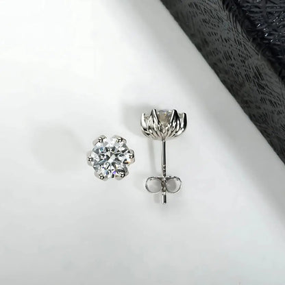 Brinco Flor de Lotus em Cristal de Moissanite