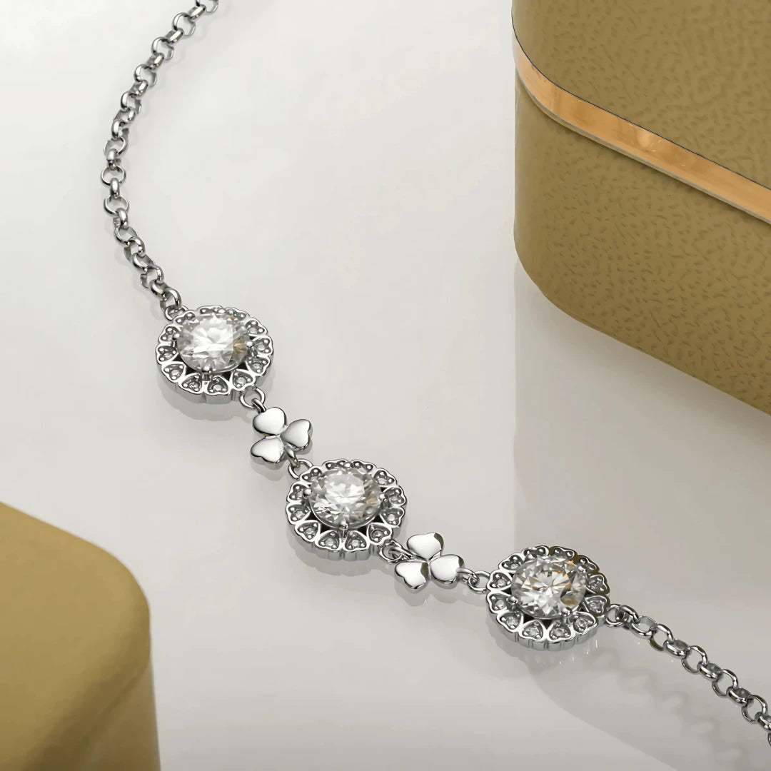 Bracelete Laços do Coração em Cristal de Moissanite