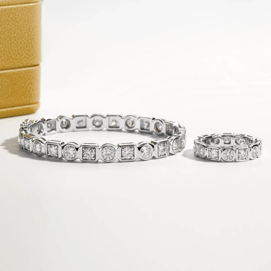 Aliança do Limiar Divino com Cristal de Moissanite