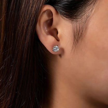 Brinco Flor de Lotus em Cristal de Moissanite