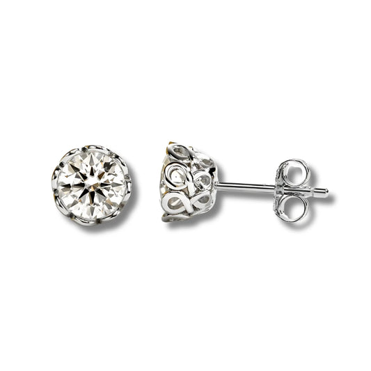 Brinco Floral em Cristal de Moissanite