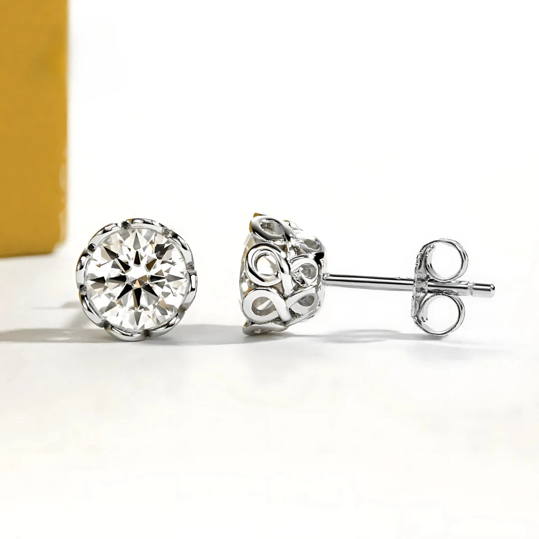 Brinco Floral em Cristal de Moissanite