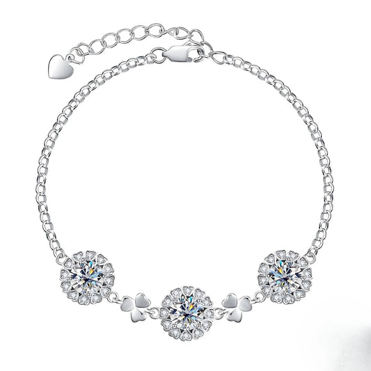 Bracelete Laços do Coração em Cristal de Moissanite