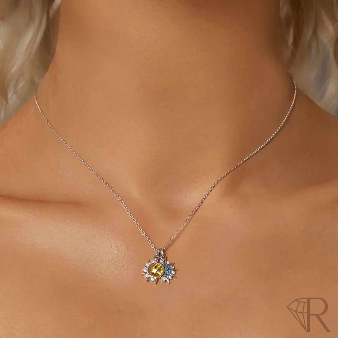 Colar Celestial Harmonia Banhado à Ouro Branco 18k