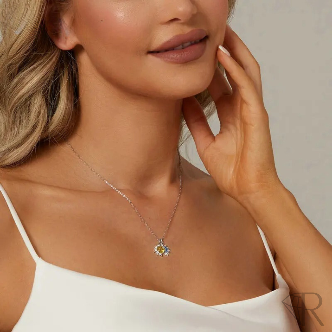 Colar Celestial Harmonia Banhado à Ouro Branco 18k