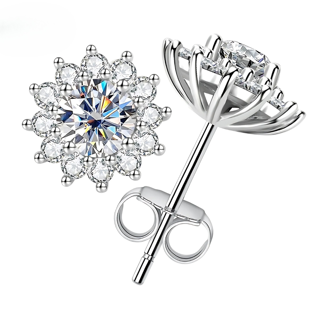 Brinco Girassol em Cristal de Moissanite