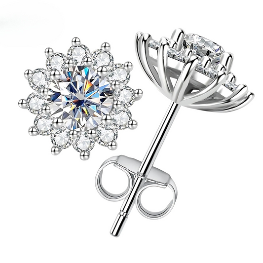 Brinco Girassol em Cristal de Moissanite