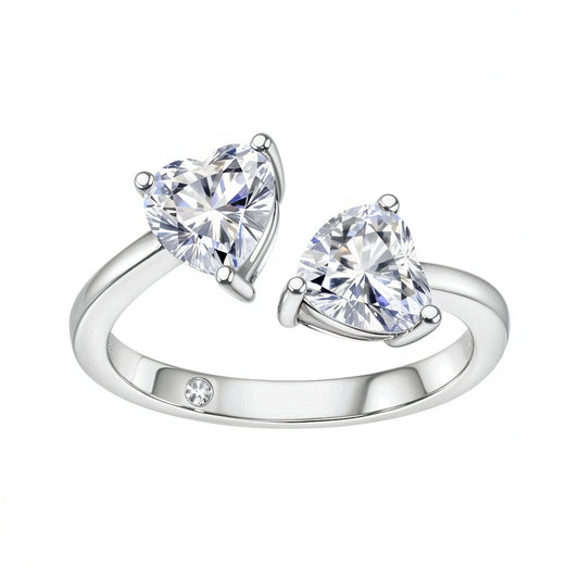 Anel Corações Radiantes com Cristal de Moissanite