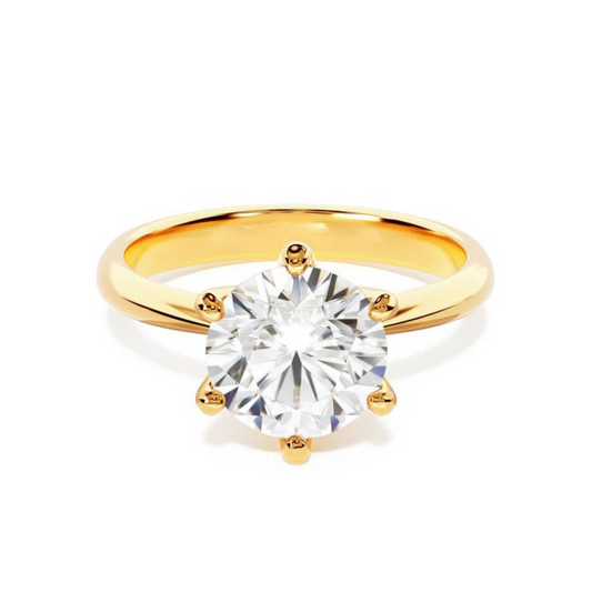 Anel Luz do Alvorecer Dourado com Cristal de Moissanite