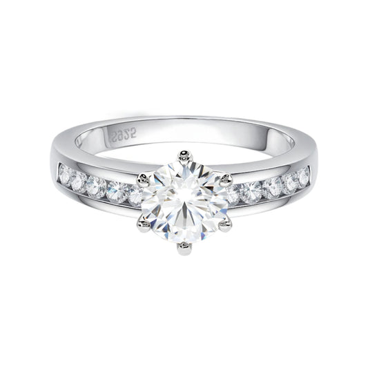 Anel Cometa Real com Cristal de Moissanite